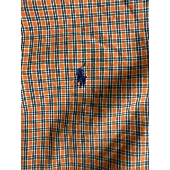 RALPH LAUREN 3XLT Classic Fit Plaid Button Down Shirt Orange Navy Big Tall Prep - Picture 5 of 5